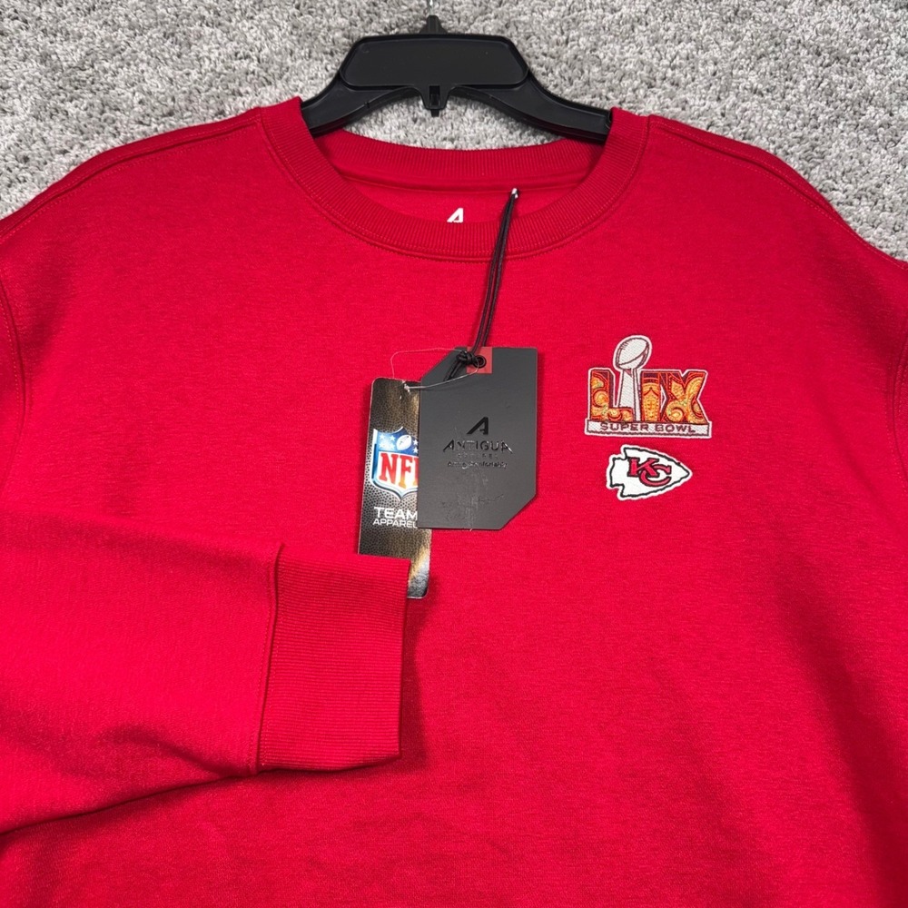 Kansas City Chiefs Antigua Super Bowl LIX Victory Crewneck Sweatshirt Mens L NEW - Picture 2 of 9